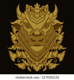 dibujo de la mano del vector de oro de búfalo