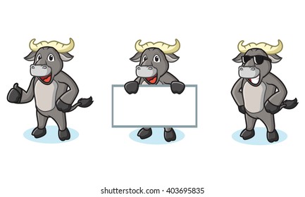 Buffalo Gray Mascot happy, pose and bring board