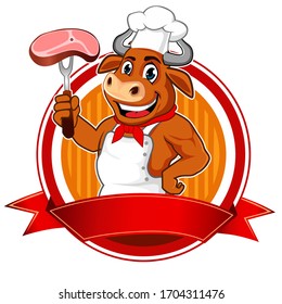 Buffalo grill logo cartoon in vector