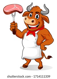 Buffalo grill mascot cartoon in vector