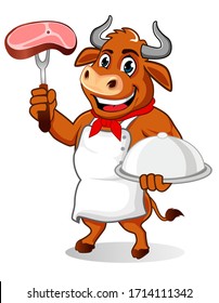 Buffalo grill mascot cartoon in vector