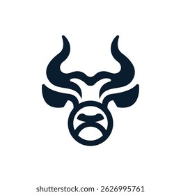 buffalo head with big horns logo vector