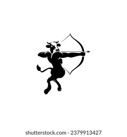 Buffalo head and bow arrow combination body. Logo design. vector EPS files