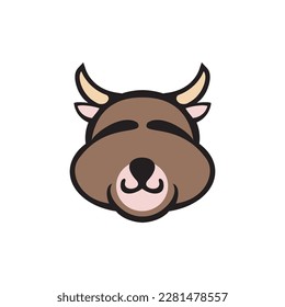 Buffalo head cartoon animal icon
