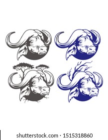 buffalo head cartoon in vector