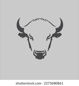 Buffalo head design vector on gray background. Buffalo animal icon illustration.