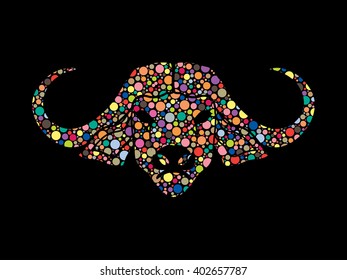 Buffalo head designed using colorful halftone graphic vector.