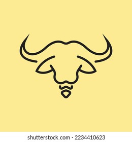 Buffalo head icon logo vector. elegant simple vector logo icon. great for outdoor activities, animals, etc.
