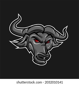 logotipo del vector de ilustración de la cabeza de búfalo