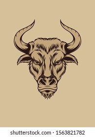 Buffalo head illustration in vintage color for apparel and other merchandise