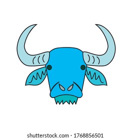 Buffalo head isolated on white background.vector illustration.