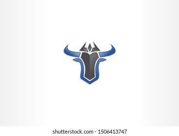 buffalo head with king symbol vector logo design