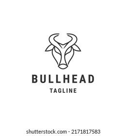Buffalo head line logo icon design template flat vector