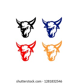buffalo head logo, abstract bull head logo vector
