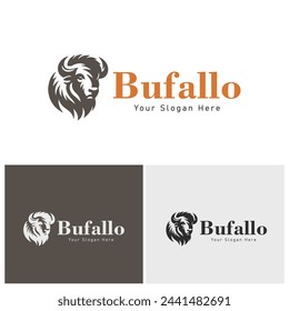 buffalo head logo with a combination of brown, suitable for the logo of an animal lovers organization