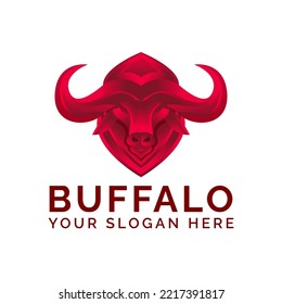 Buffalo Head Logo Design in Gradient template vector mascot