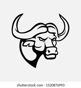 Buffalo head logo gaming esport in black and white