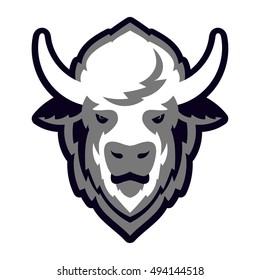 Buffalo Head Logo Mascot Emblem.  Vector illustration.