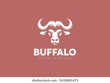 Buffalo head logo on Red Background vector illustration