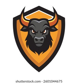 buffalo head mascot logo design illustration