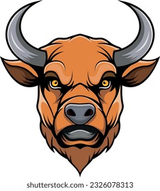 buffalo head mascot on white background