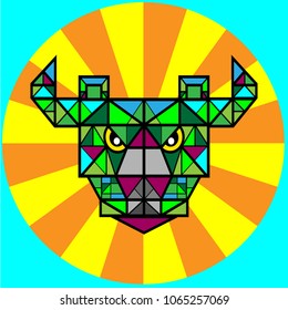Buffalo head mosaic geometric style EPS10 editable vector.