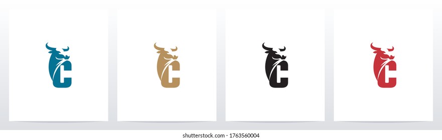 Buffalo Head On Letter Logo Design C