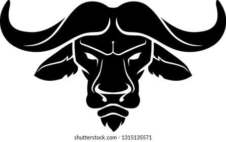 Buffalo Head Silhouette, with Arc Shape Horn 