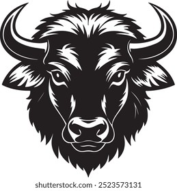 Buffalo Head Silhouette Vector style white background