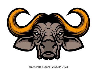 Buffalo head. Sport team mascot. Design element for logo, label, emblem, sign, badge. Vector illustration.