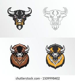 buffalo head that looks fierce image graphic icon logo design abstract concept vector stock. Can be used as symbols related to animal or character or animal