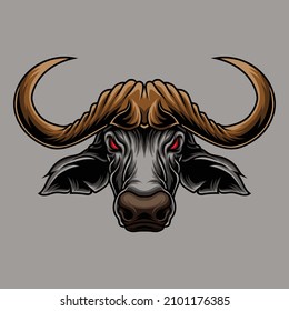 Buffalo Head Vector Illustration. Can be used as a mascot