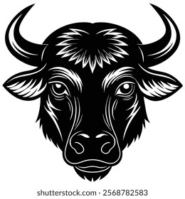 Buffalo head vector silhouette art illustration