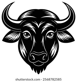 Buffalo head vector silhouette art illustration