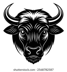 Buffalo head vector silhouette art illustration