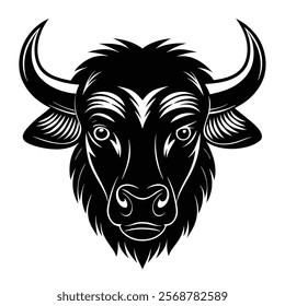 Buffalo head vector silhouette art illustration