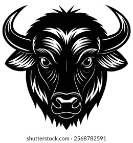 Buffalo head vector silhouette art illustration