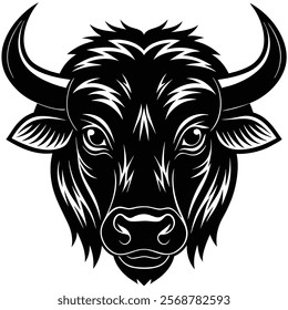 Buffalo head vector silhouette art illustration