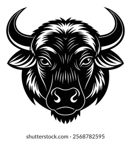 Buffalo head vector silhouette art illustration