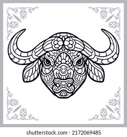Buffalo head zentangle arts, isolated on white background