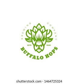 Buffalo hops logo design template in linear style. Vector illustration.