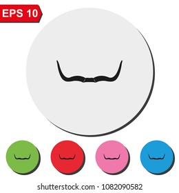 Buffalo horns flat round colorful vector icon.