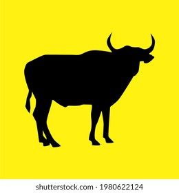 buffalo icon in black silhouette on yellow background