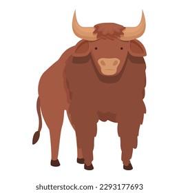 Vector de dibujos animados de iconos de búfalo. Bison animal. Natural