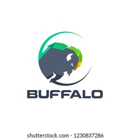 Buffalo icon isolated on white background. Buffalo vector logo. Flat design style. Modern vector pictogram for web graphics