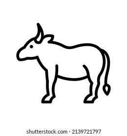 Buffalo Icon. Line Art Style Design Isolated On White Background