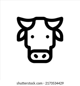 Buffalo Icon, Outline Style, Vector Editable