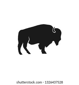 Buffalo icon silhouette. Retro letterpress effect. Bison black symbol pictogram isolated. Use for steak house logo, national park infographics, grill logotype.  