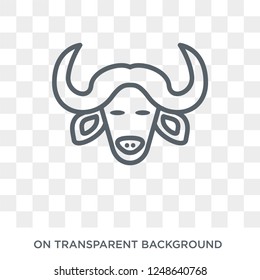 Buffalo icon. Trendy flat vector Buffalo icon on transparent background from animals collection. High quality filled Buffalo symbol use for web and mobile