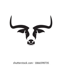 buffalo icon vector isolated, farm sign with silhouette of bull head